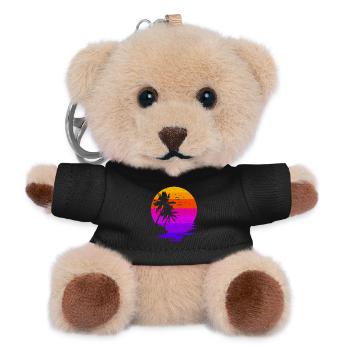 Urlaub Ferien Palmen Karibik Strand Meer Sommer - Teddy Schlüsselanhänger - Schwarz - Vorne