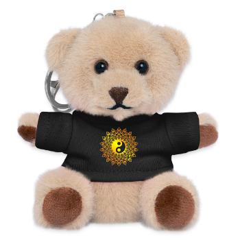 Yin Yang Taiji in Lebensblume orange - Teddy Schlüsselanhänger - Schwarz - Vorne