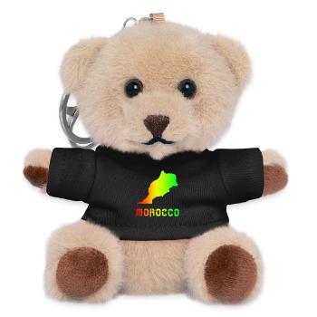 Marokko Regenbogen Landkarten Design / Geschenk - Teddy Schlüsselanhänger - Schwarz - Vorne