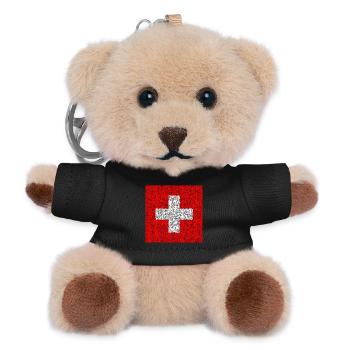 Swiss Flag Mosaic - Teddy Keyring - black - Front