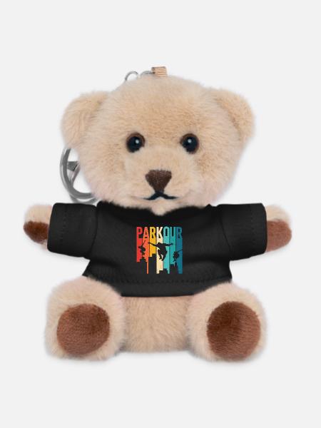 Retro Vintage Parkour City Skyline Silhouette - Teddy Keyring - black