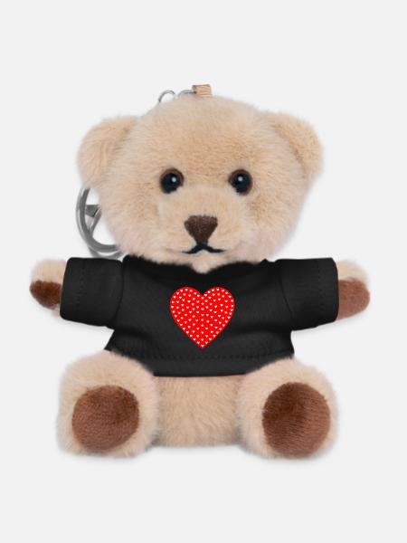 Heart Flood Small Hearts Pattern - Teddy Keyring - black