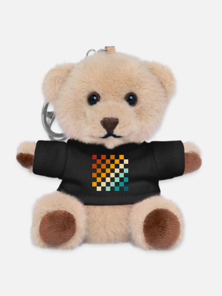 Retro chessboard - Teddy Keyring - black