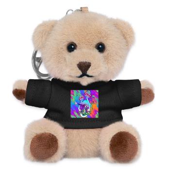 Magic mushrooms colorful Psychedelic mushroom art - Teddy Keyring - black - Front