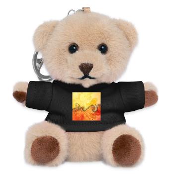 Elegante Rosen mit Noten - Teddy Schlüsselanhänger - Schwarz - Vorne