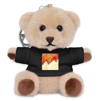 Wunderbare Blumen mit Herz. - Teddy Schlüsselanhänger - Schwarz - Vorne