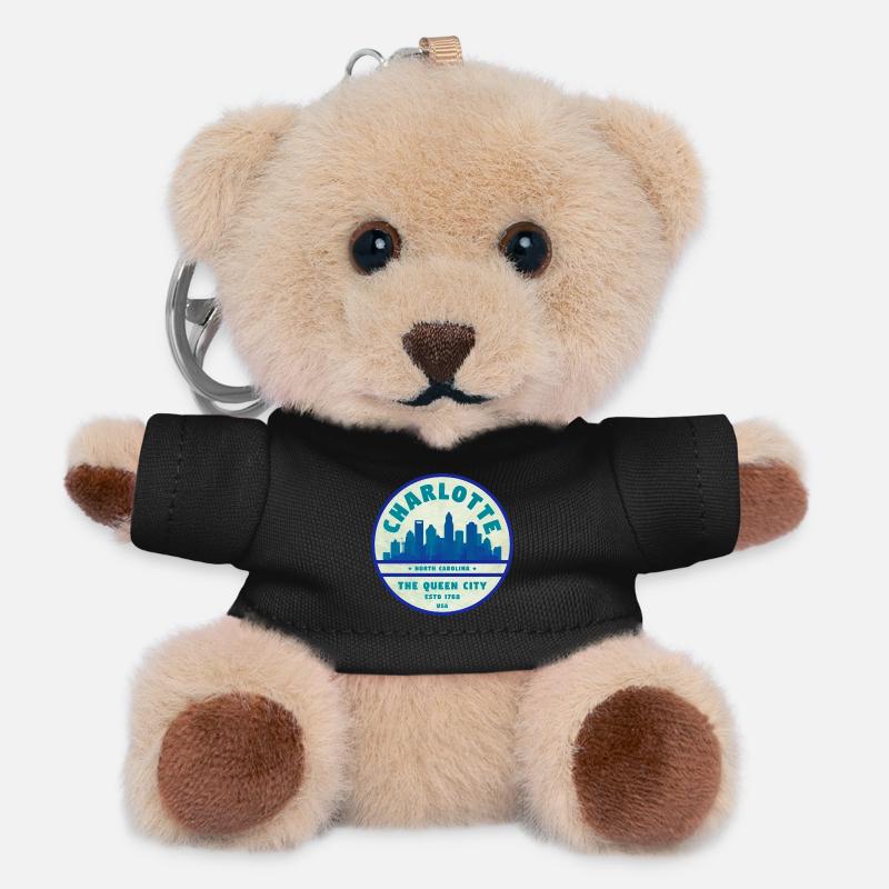 Charlotte Skyline Queen City - Teddy Keyring - black