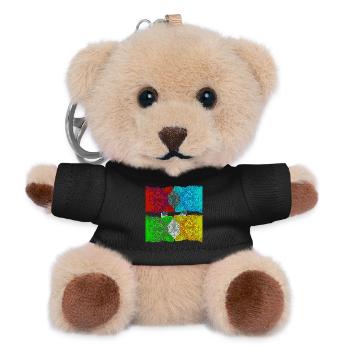 Colourful Cats (Pop Art) designed by HeiArts - Teddy Keyring - black - Front