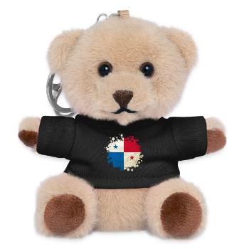 Panama Vintage Flaggen Klecks - Teddy Schlüsselanhänger - Schwarz - Vorne