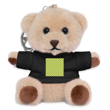Modèle de texture de fond vert Personnaliser - Porte-clés ourson - noir - Devant