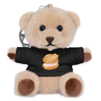 mit rosa Sahne gefüllter Windbeutel Illustration - Teddy Schlüsselanhänger - Schwarz - Vorne