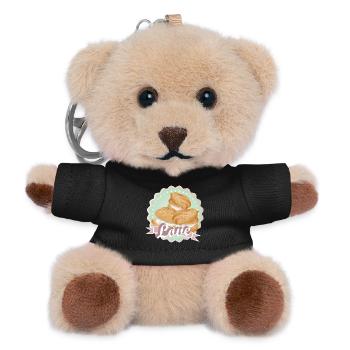 Illustration of three filled cream puffs - Teddy Keyring - black - Front
