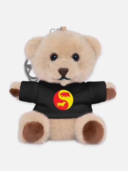 Taureau Yin Yang et ours rouge et jaune - Porte-clés ourson - noir