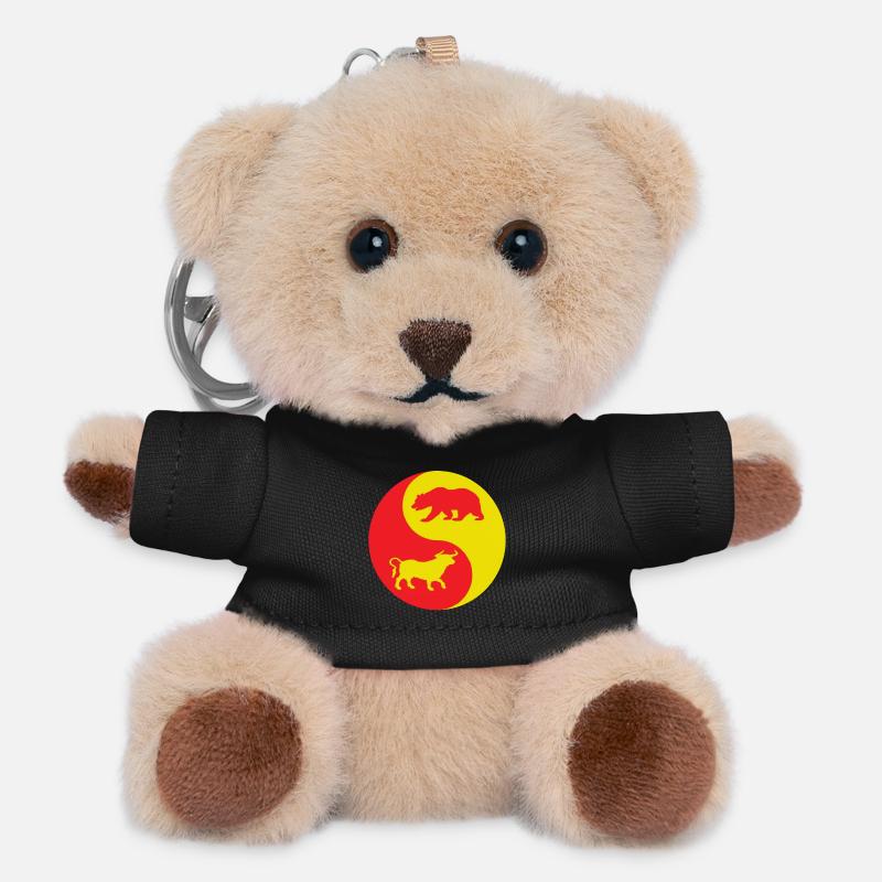 Yin Yang Bull and Red and Yellow Bear - Teddy Keyring - black