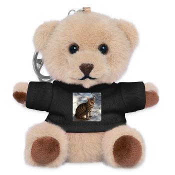 Cat Kitten Poster Square Cat Poster - Teddy Keyring - black - Front