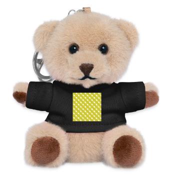 kariertes outfit frauen, diagonales stoffmuster - Teddy Schlüsselanhänger - Schwarz - Vorne