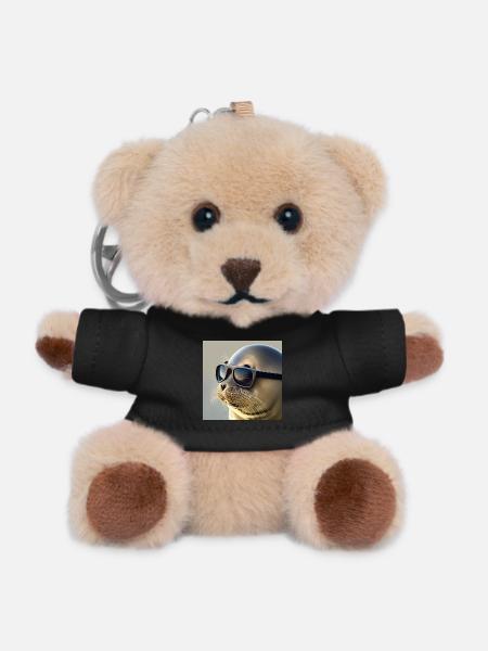 Seal with sunglasses - Teddy Keyring - black