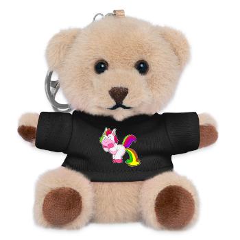 Unicorn Rainbow - Teddy Keyring - black - Front