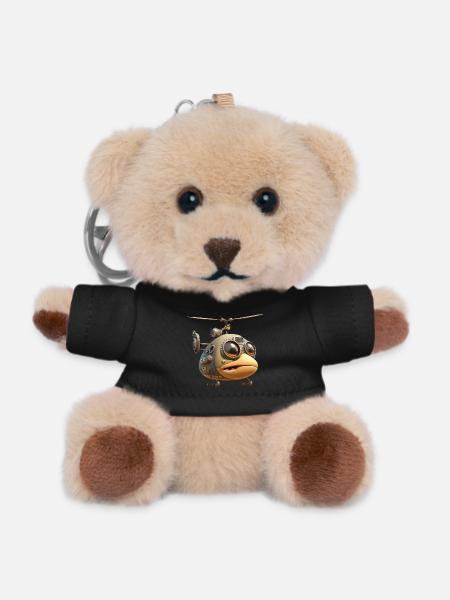 Comic Helicopter - Teddy Keyring - black