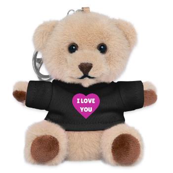 I love you - coeur rose - déclaration d'amour - Porte-clés ourson - noir - Devant