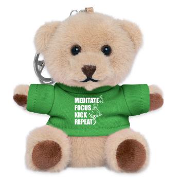 Meditating, Focusing, Kicking - Teddy Keyring - green - Front