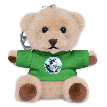 Casual penguin sits on anchor and drinks - Teddy Keyring - green - Front