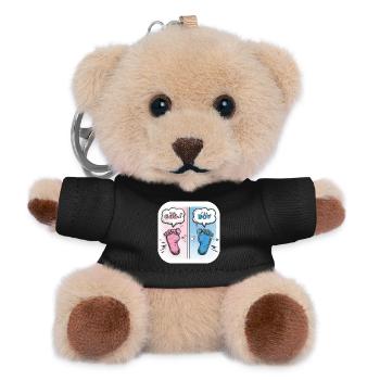 Füße Geschlecht Baby Junge oder Mädchen - Teddy Schlüsselanhänger - Schwarz - Vorne