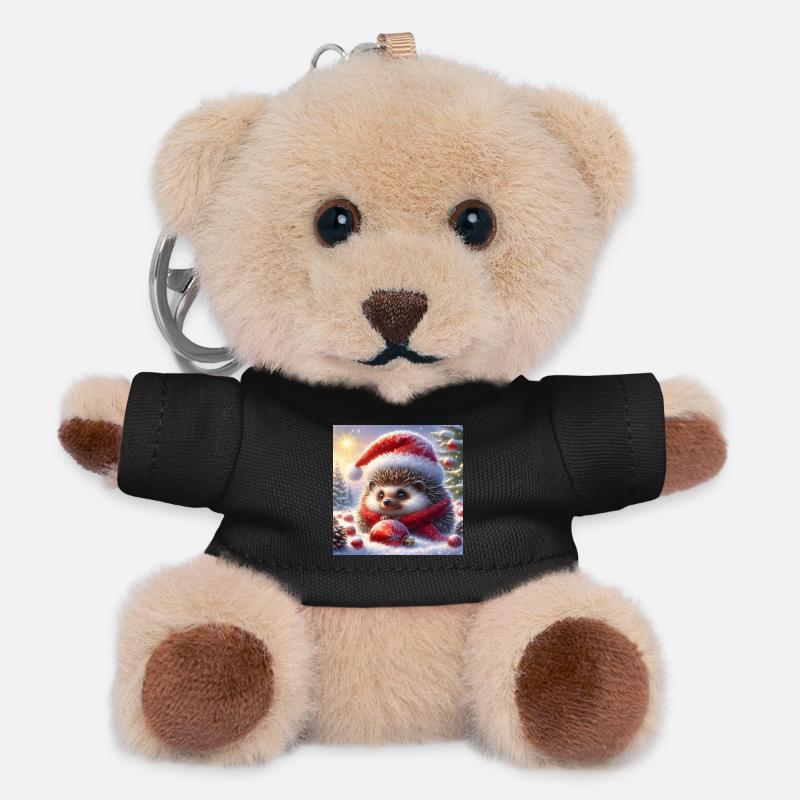 Weihnachts-Igel - Teddy Schlüsselanhänger - Schwarz