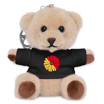 70er Jahre Blume Geschenk  - Teddy Schlüsselanhänger - Schwarz - Vorne