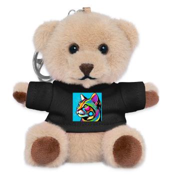 Cat Pop Art - Teddy Keyring - black - Front