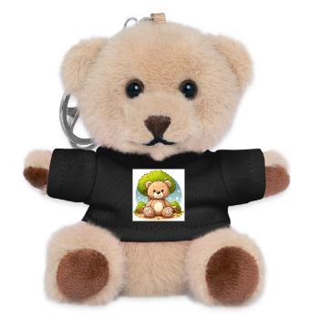 Teddy bear in front of a tree - Teddy Keyring - black - Front