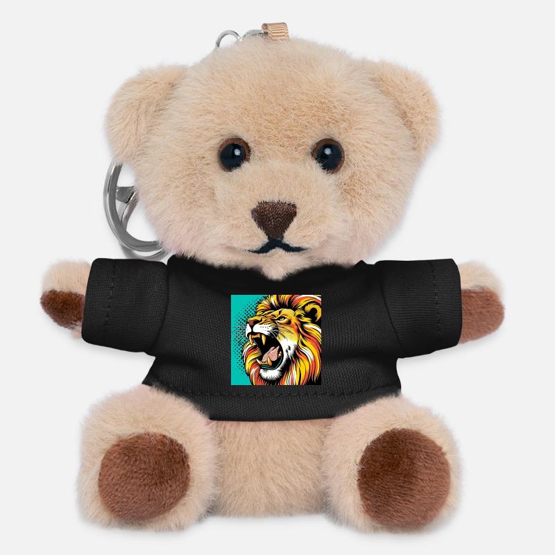 Löwe Pop Art - Teddy Schlüsselanhänger - Schwarz