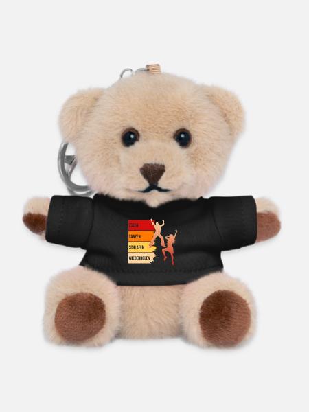 Essen, Tanzen, Schlafen, Wiederholen - Teddy Schlüsselanhänger - Schwarz