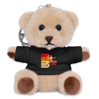 Essen - Tischtennis - Schlafen - Wiederholen - Teddy Schlüsselanhänger - Schwarz - Vorne