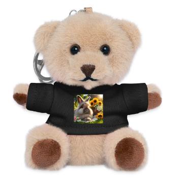 Grey Angora Rabbit - Teddy Keyring - black - Front