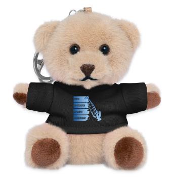 Essen - Windsurfen - Schlafen - Wiederholen - Teddy Schlüsselanhänger - Schwarz - Vorne