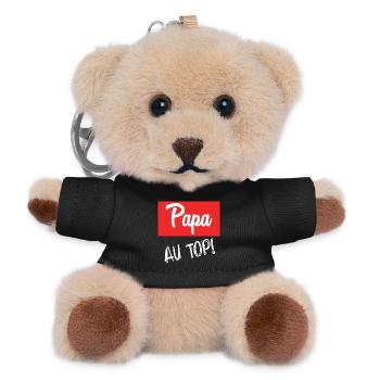 PAPA. VATERTAG. FROHER VATERTAG. ALLES GUTE ZUM GEBURTSTAG. - Teddy Schlüsselanhänger - Schwarz - Vorne