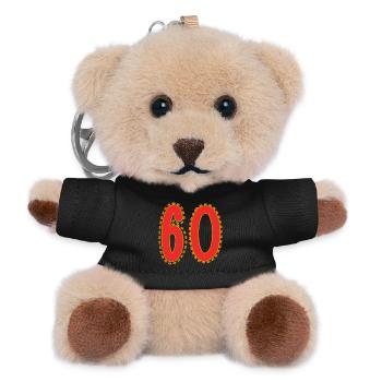 60. 60 JAHRE. 60. JAHRESTAG. 60. GEBURTSTAG. - Teddy Schlüsselanhänger - Schwarz - Vorne