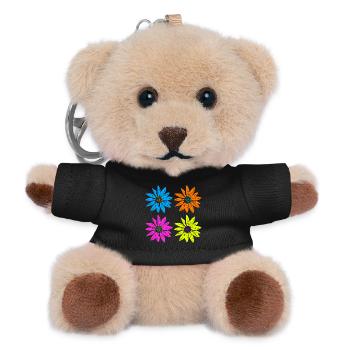 Floral Pop Art Four Colors - Teddy Keyring - black - Front