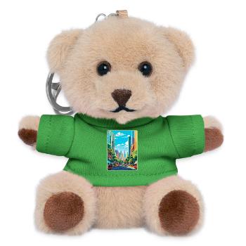 Sao Paulo Brazil Travel Poster Souvenir Paint WPA - Teddy Keyring - green - Front
