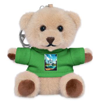 Taj Mahal Agro India Travel Poster Souvenir WPA - Teddy Keyring - green - Front