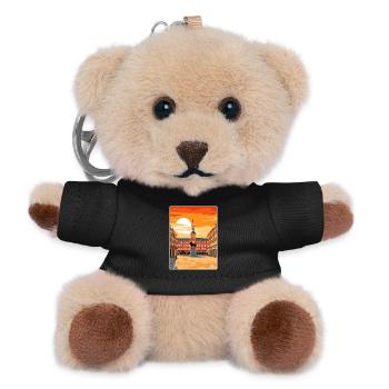 Madrid Spain Travel Poster Souvenir Postcard Paint - Teddy Keyring - black - Front