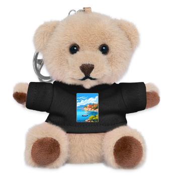 Corfu Greece Travel Poster Souvenir Postcard Paint - Teddy Keyring - black - Front