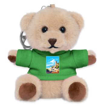 Delos Greece Travel Poster Souvenir Postcard Paint - Teddy Keyring - green - Front