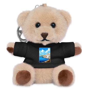 Agios Nikolaos Griechenland Reiseposter Souvenir WPA - Teddy Schlüsselanhänger - Schwarz - Vorne