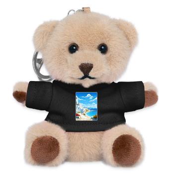 Paros Greece Travel Poster Souvenir Postcard Paint - Teddy Keyring - black - Front