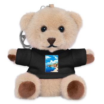 Poros Griechenland Reise Poster Souvenir Postkarte Farbe - Teddy Schlüsselanhänger - Schwarz - Vorne