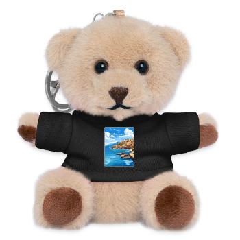 Parga Greece Travel Poster Souvenir Postcard Paint - Teddy Keyring - black - Front