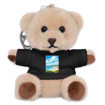 Maenporth Cornwall England Travel Poster Souvenir - Teddy Keyring - black - Front