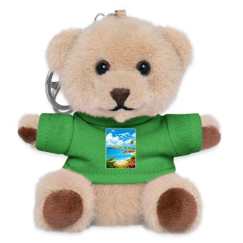 Antigua and Barbuda Caribbean Travel Poster Card - Teddy Keyring - green - Front